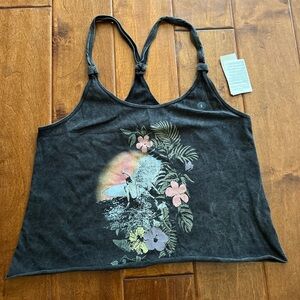 Hollister Black Floral Graphic Tank Top
